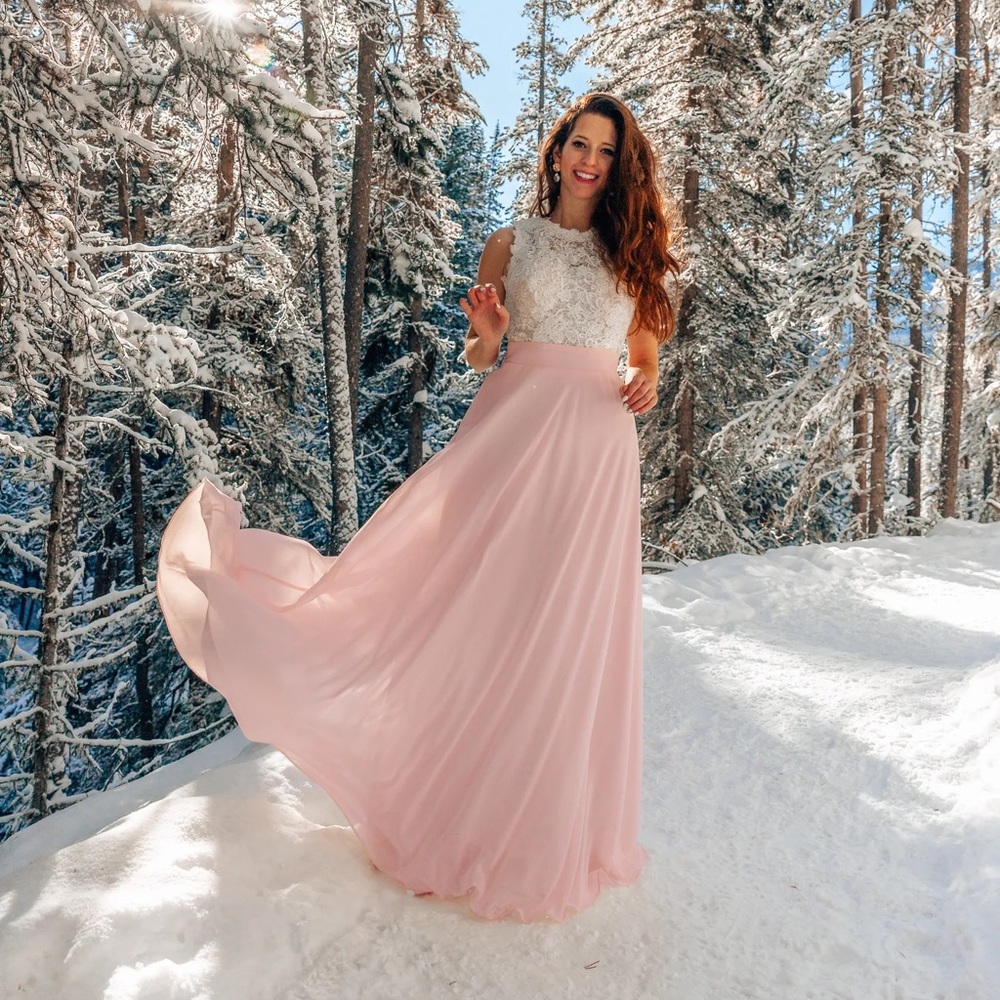 Wedding Guest Dress / Ball Gown A-Line Jewel Floor-Length Lace Chiffon Dress